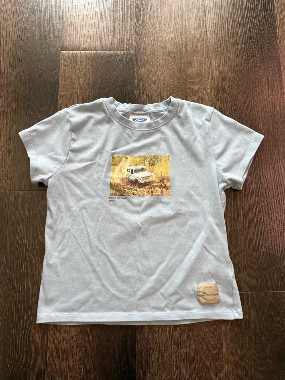 Classic Light Blue Graphic Tee with Vintage Truck